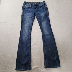 Rock Revival Loreen Women's Mid Rise Bootcut Dark Wash Jeans Size 25